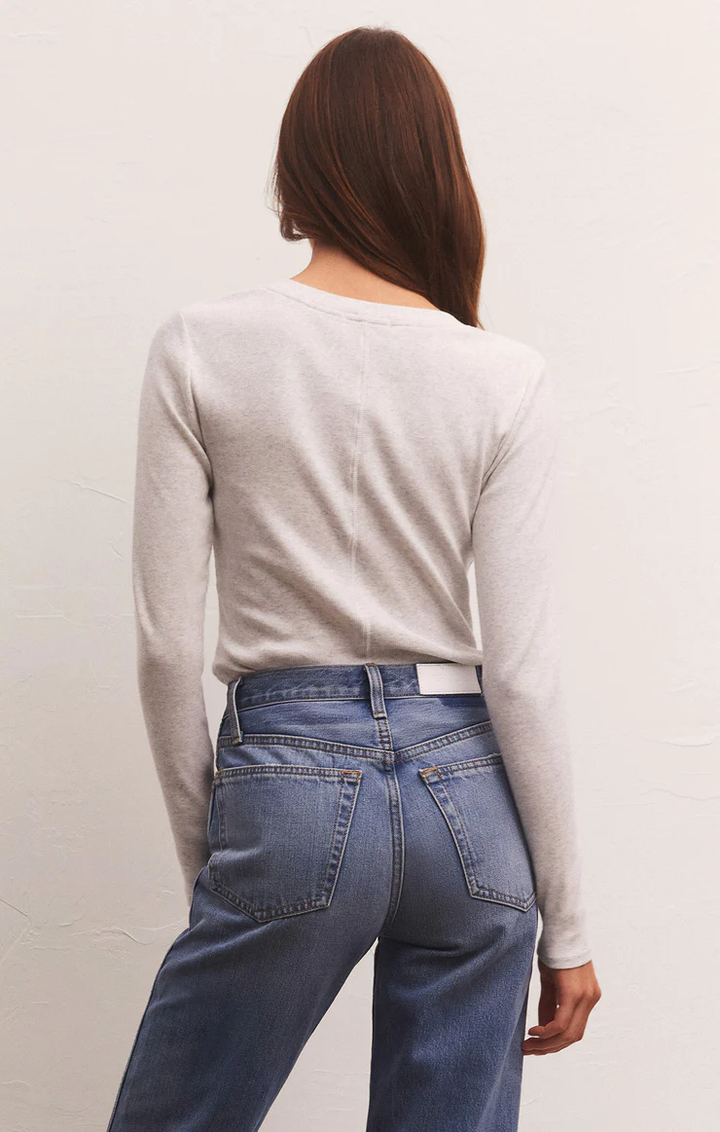 Sirena Rib Long Sleeve Tee | Heather Grey - Thumbnail Image Number 2 of 2