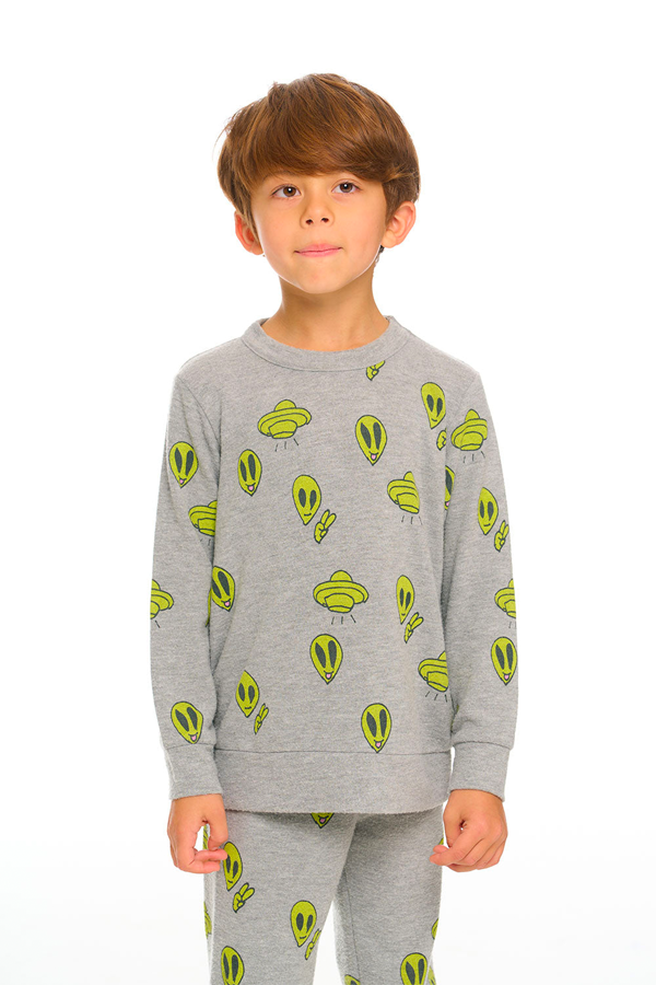 Silly Aliens Crewneck | Heather Grey - Main Image Number 1 of 5