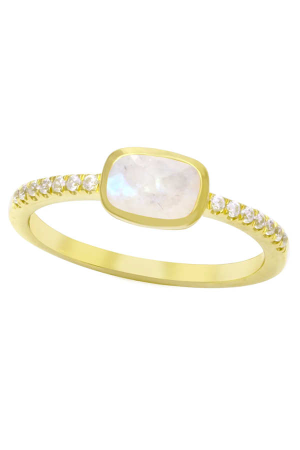 Elongated Cushion Gemstone Ring | Moonstone - Visual Media Number 1 of 1