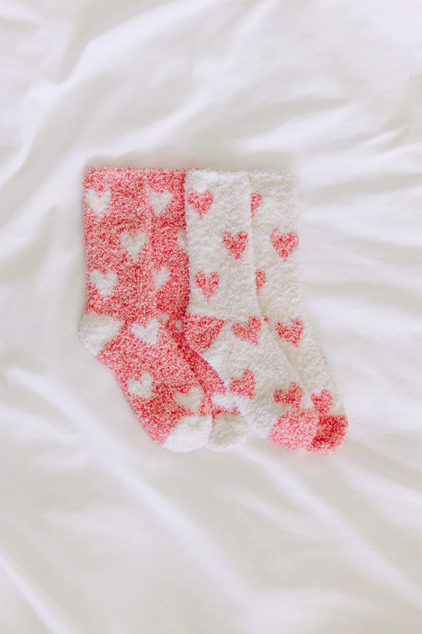 2 Pack Plush Heart Socks | Vanilla Ice - Thumbnail Image Number 1 of 3