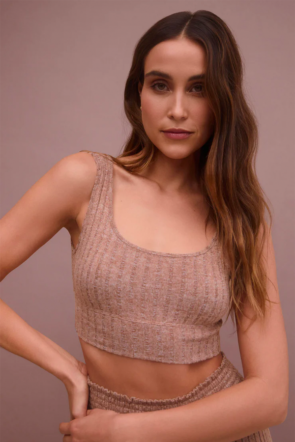 Zoe Rib Tank Bra | Maple Heather - Thumbnail Image Number 3 of 3