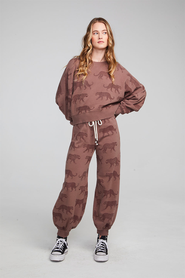 Allover Leopards Pullover | Deep Taupe - Thumbnail Image Number 3 of 4