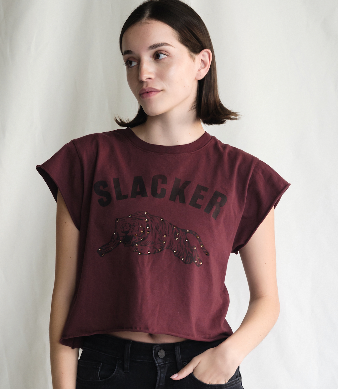 Slacker Crop Top | Merlot - Visual Media Number 1 of 1