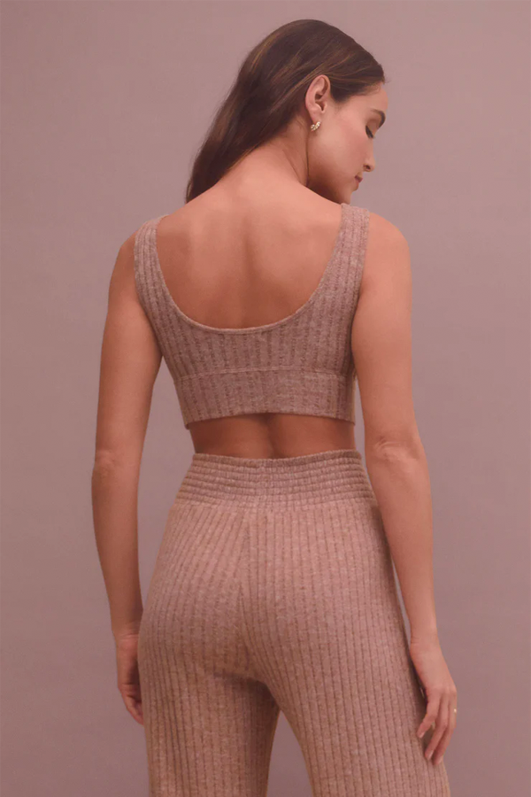 Zoe Rib Tank Bra | Maple Heather - Thumbnail Image Number 2 of 3