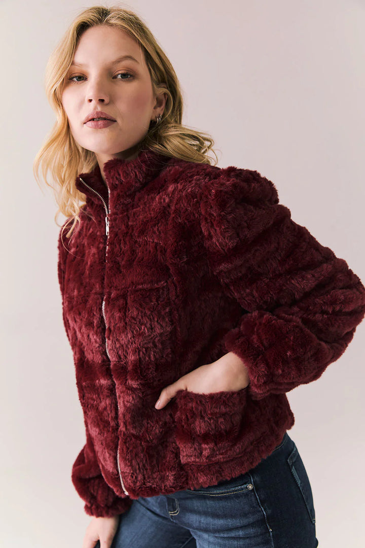 Puff Sleeve Jacket | Cabernet - Thumbnail Image Number 3 of 3