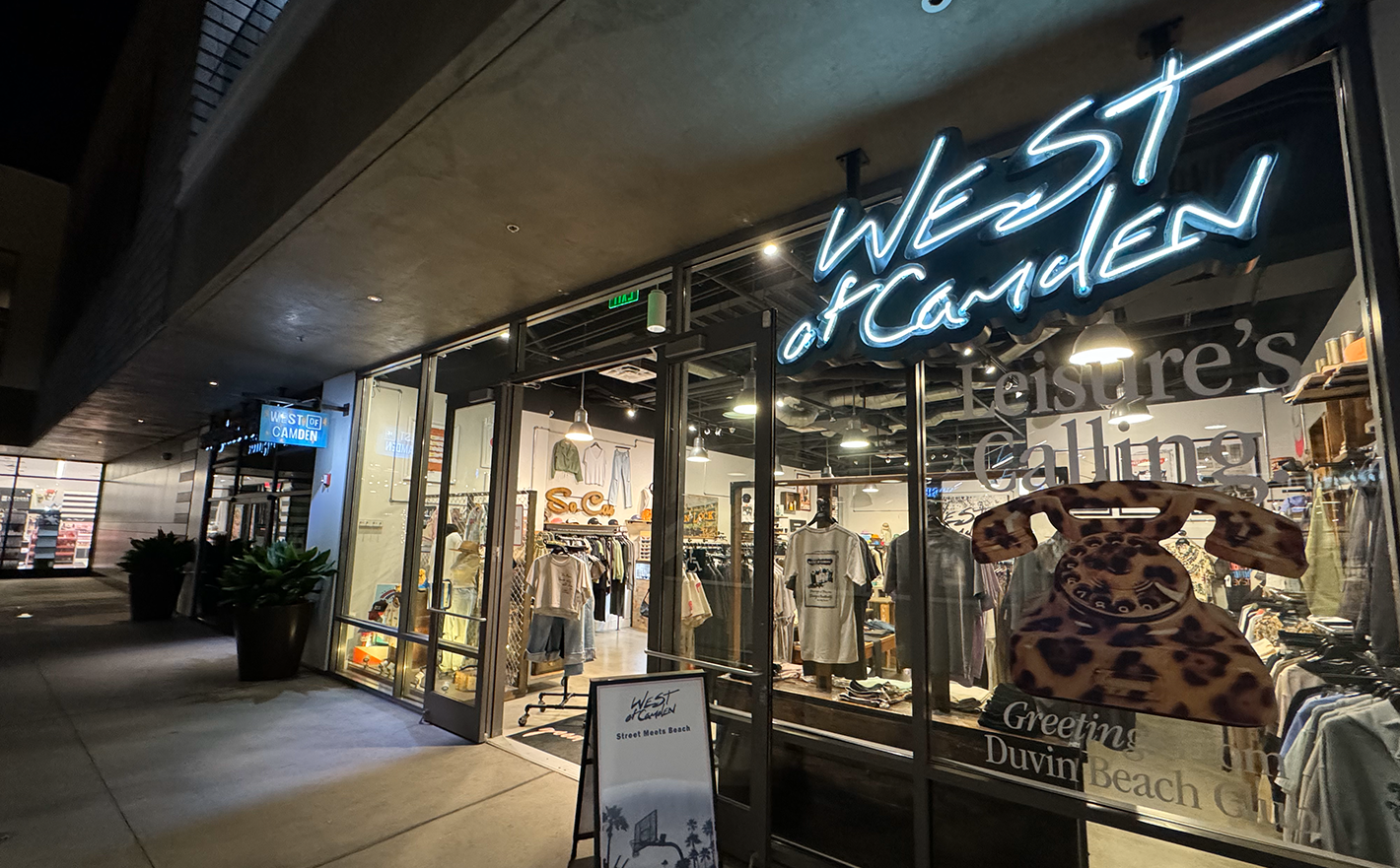 Exterior of West of Camden a Pacific City boutique in Huntington Beach