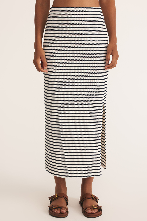 Ainslie Stripe Midi Skirt | Eclipse - Thumbnail Image Number 1 of 3