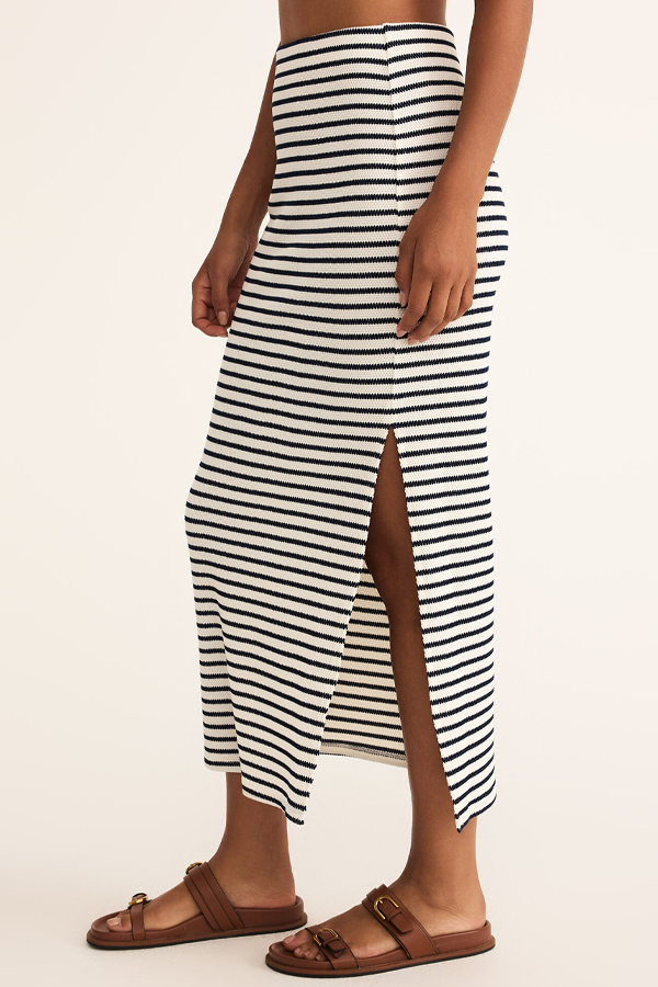 Ainslie Stripe Midi Skirt | Eclipse - Thumbnail Image Number 2 of 3
