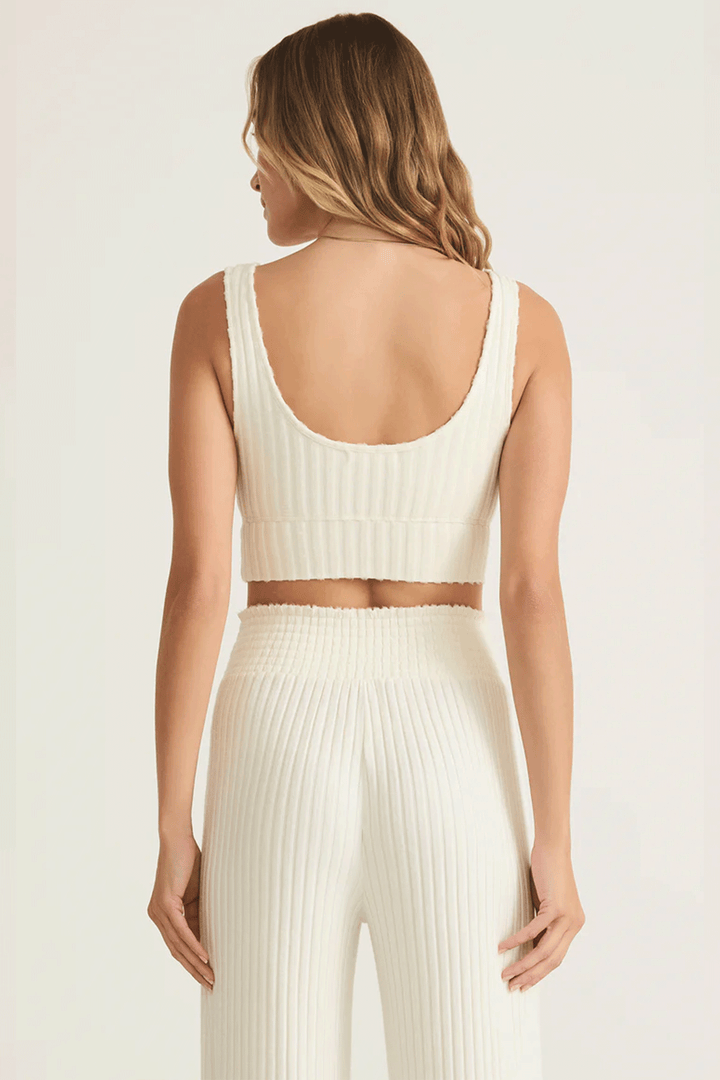 Zoe Mini Rib Tank Bra | Bone - Thumbnail Image Number 2 of 2