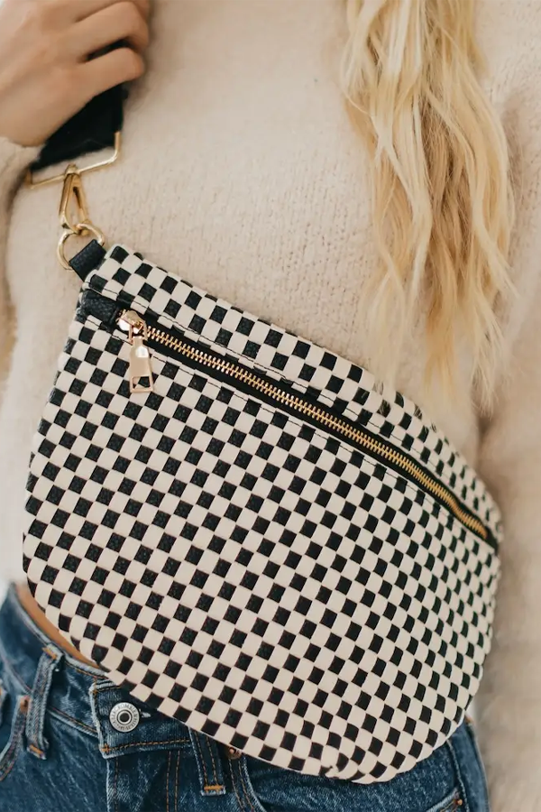 Westlyn Woven Bum Bag | Checkered Black - Thumbnail Image Number 1 of 2