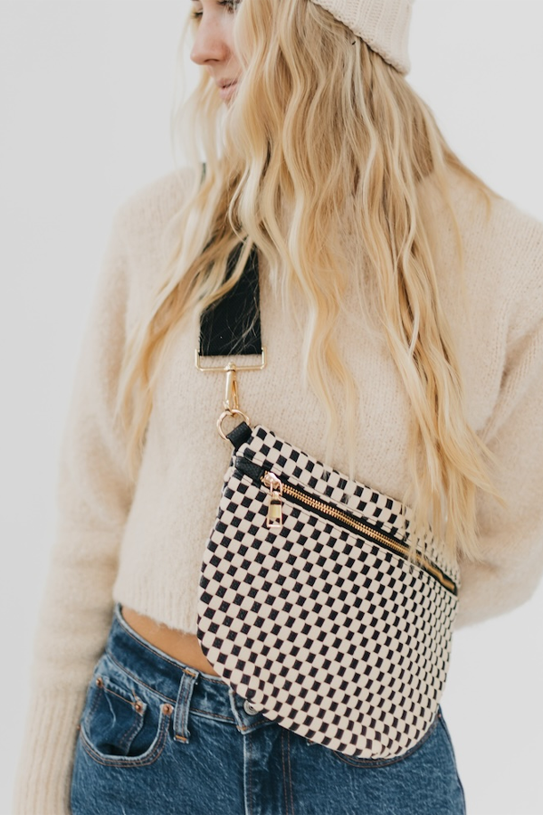 Westlyn Woven Bum Bag | Checkered Black - Thumbnail Image Number 2 of 2