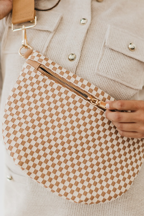Westlyn Woven Bum Bag | Checkered Tan - Thumbnail Image Number 1 of 2