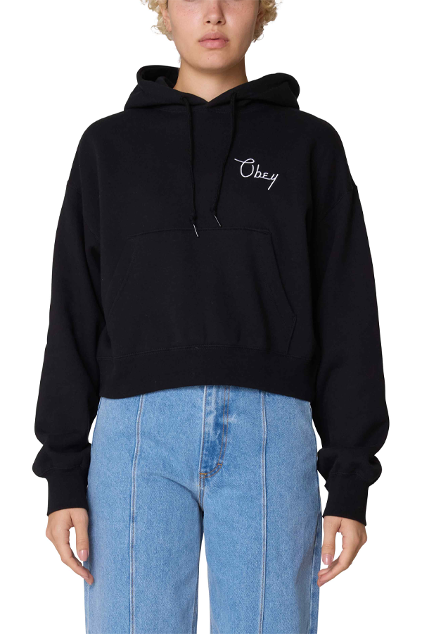 Cities Cropped Hoodie | Black - Thumbnail Image Number 1 of 2