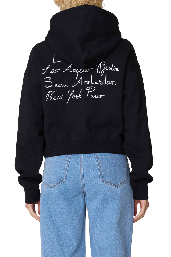 Cities Cropped Hoodie | Black - Visual Media Number 2 of 2