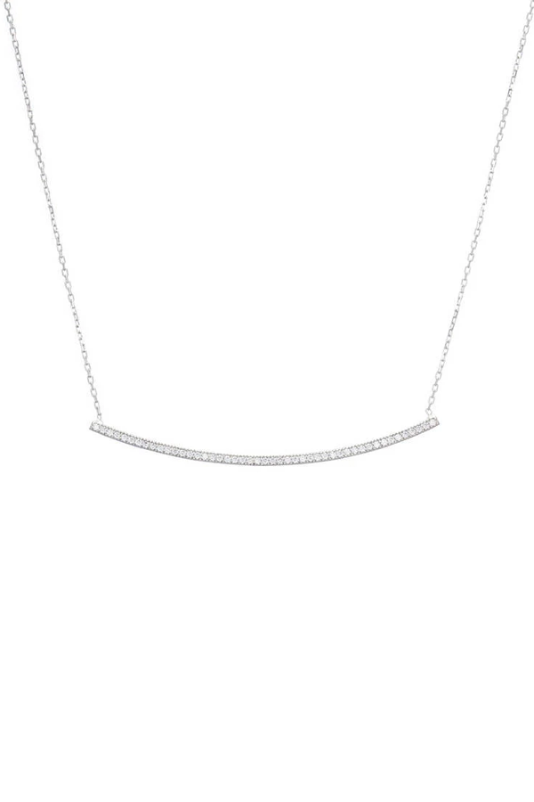 Pave Bar Necklace | CZ Silver Pave - Thumbnail Image Number 1 of 2