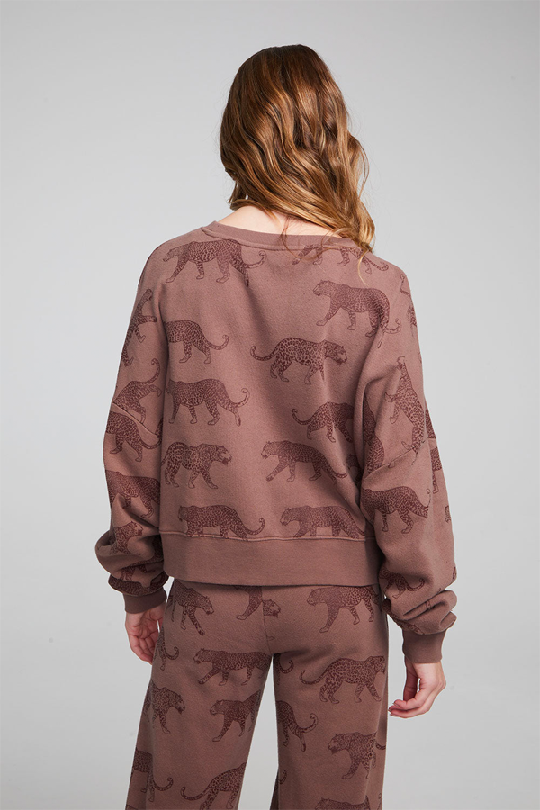 Allover Leopards Pullover | Deep Taupe - Thumbnail Image Number 4 of 4