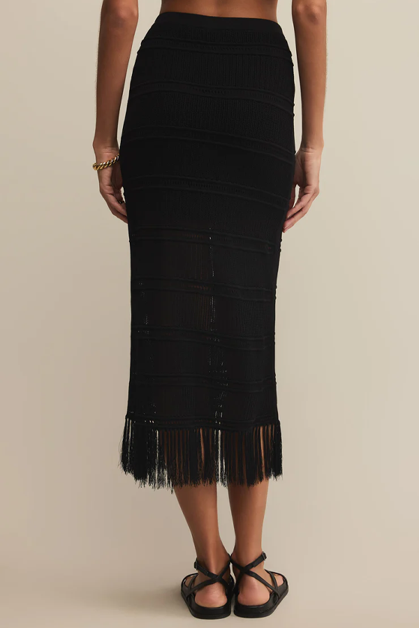 Flynn Midi Skirt | Black - Thumbnail Image Number 3 of 4
