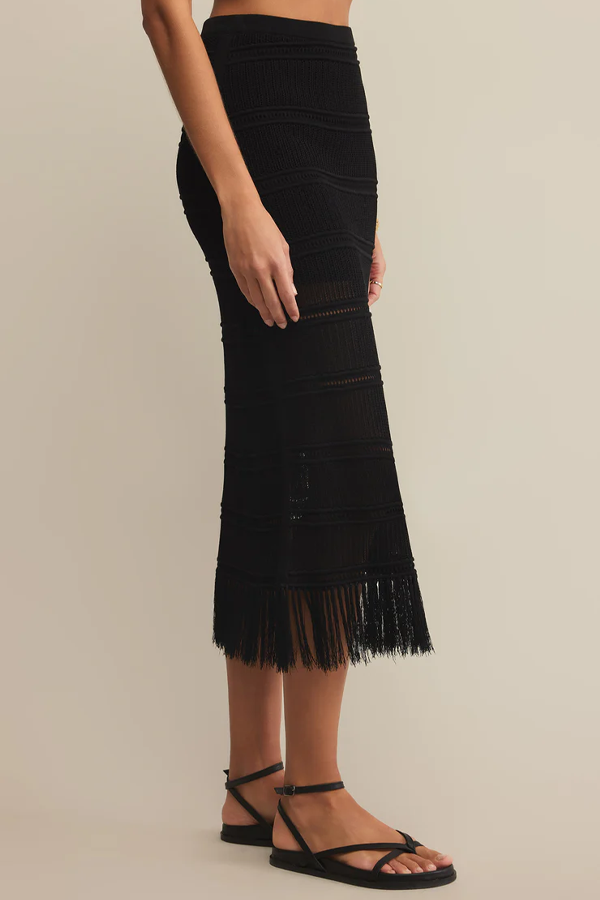 Flynn Midi Skirt | Black - Thumbnail Image Number 4 of 4