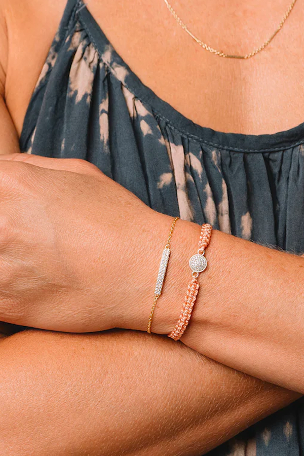 Melrose CZ Pave Double Bar Bolo Bracelet | Gold - Thumbnail Image Number 2 of 2