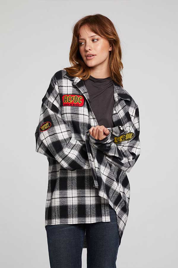 ACDC Flannel | Black White Plaid - Thumbnail Image Number 1 of 3