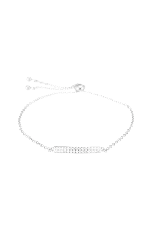 Melrose CZ Pave Double Bar Bolo Bracelet | Silver - Visual Media Number 1 of 1