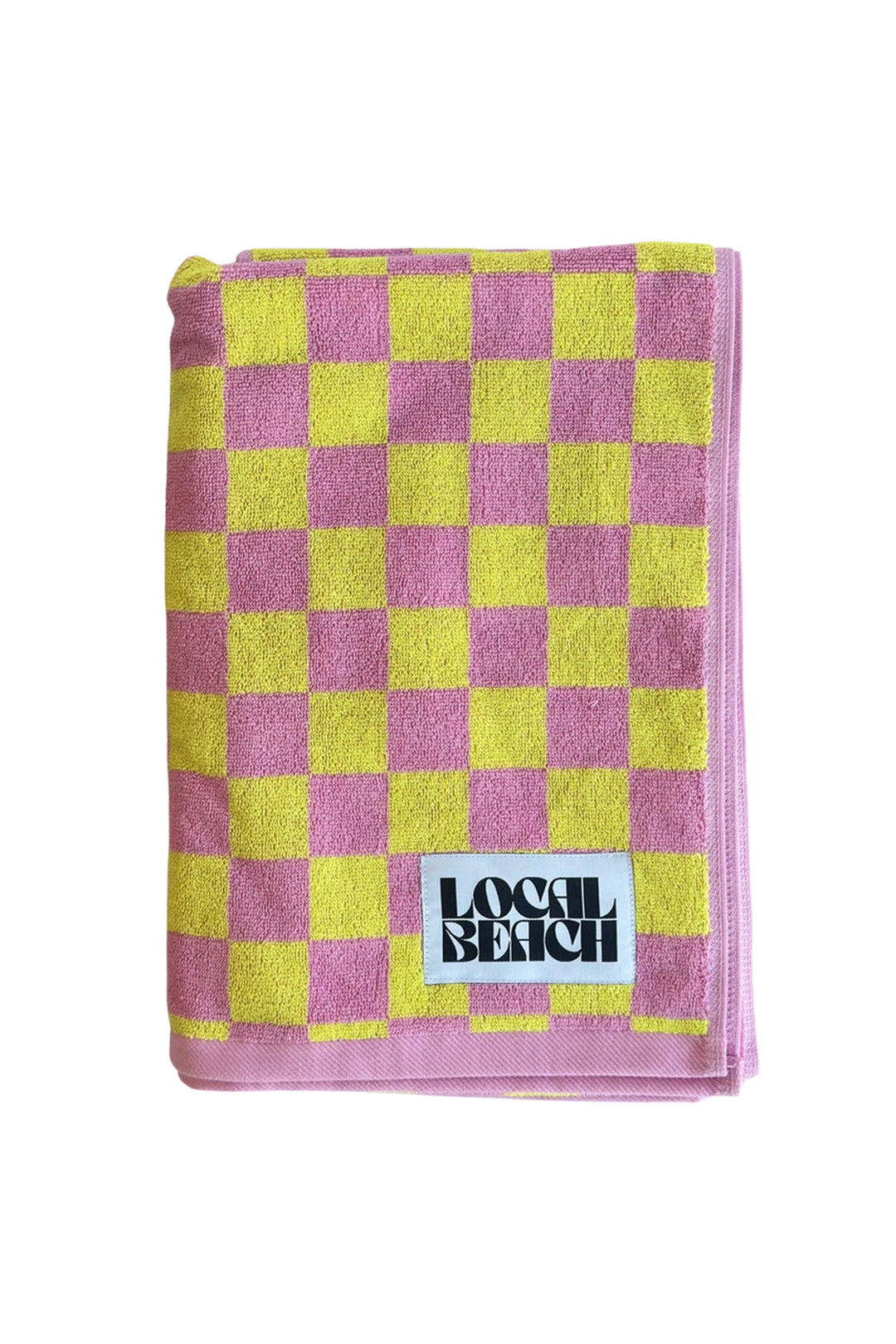Checker Beach & Bath Towel | Pink & Citron - Visual Media Number 1 of 1