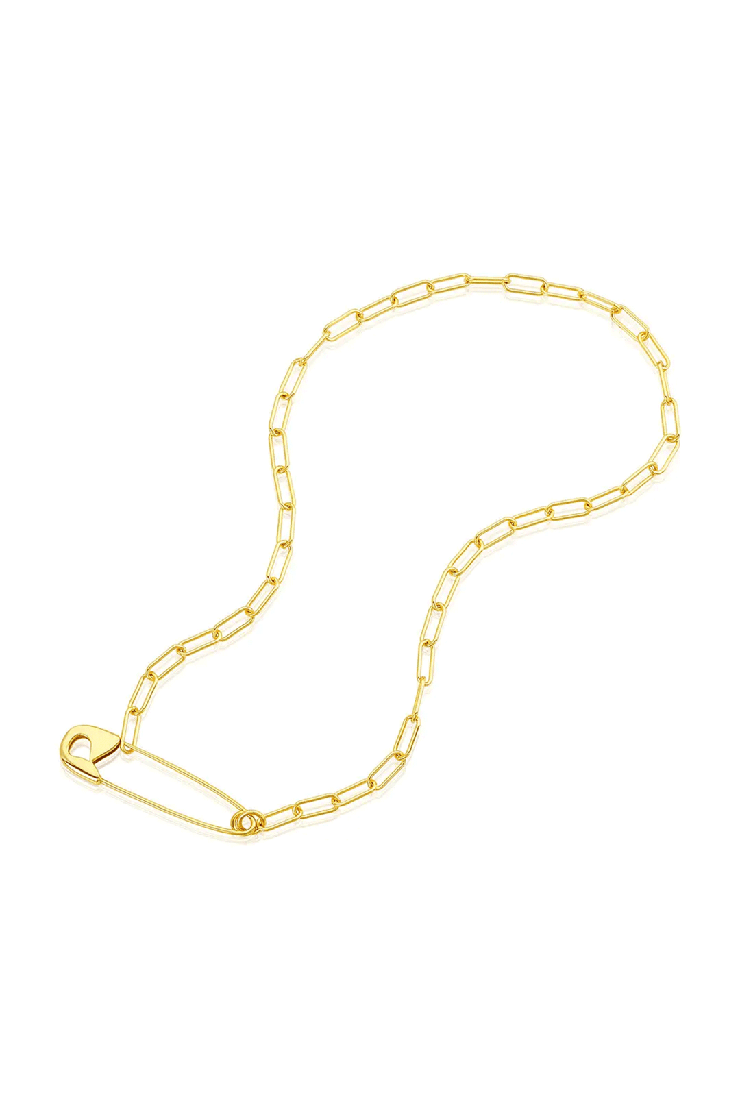 Safety Pin Paper Clip Chain Necklace | Gold - Visual Media Number 1 of 1