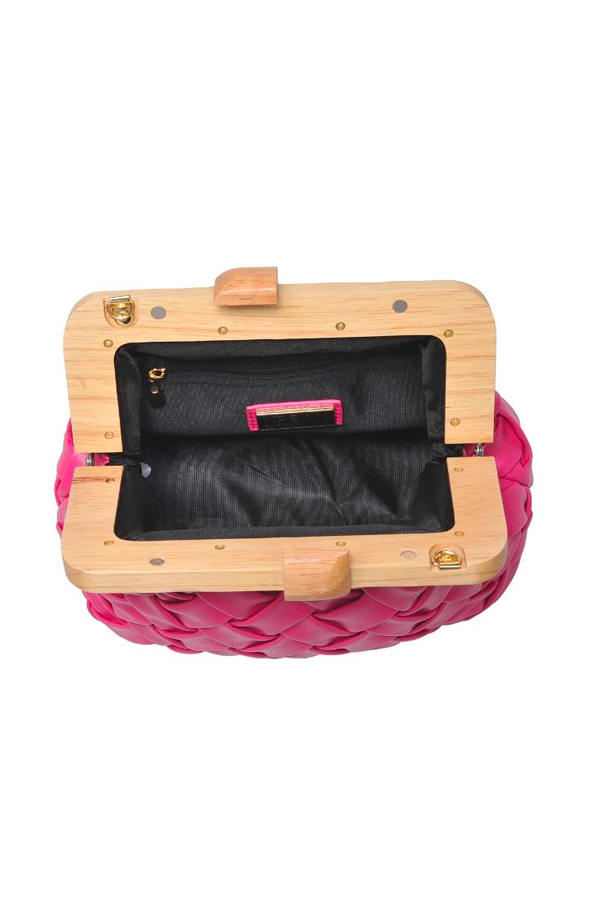 Matilda Woven Clutch | Hot Pink - Thumbnail Image Number 3 of 4
