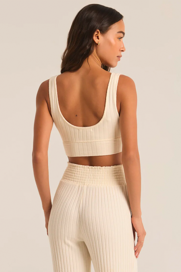 Zoe Rib Tank Bra | Bone - Thumbnail Image Number 2 of 4