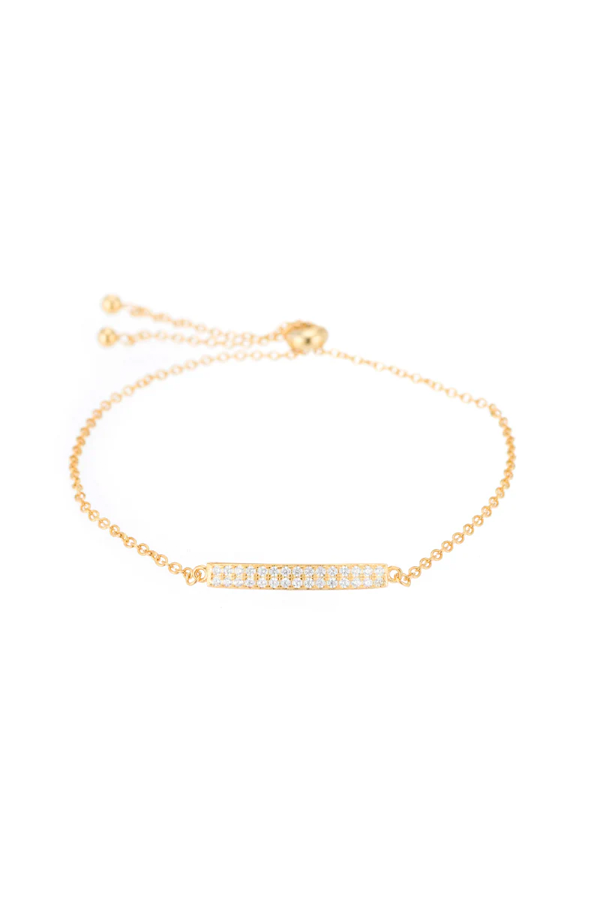 Melrose CZ Pave Double Bar Bolo Bracelet | Gold - Thumbnail Image Number 1 of 2