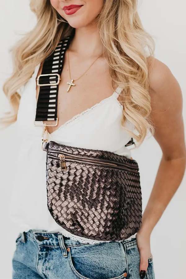 Westlyn Woven Bum Bag | Metallic Gunmetal - Visual Media Number 1 of 1