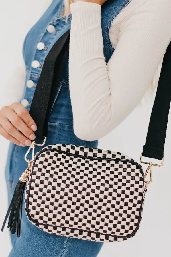 Woven Willow Camera Bag | Checkered Black - Thumbnail Image Number 1 of 2