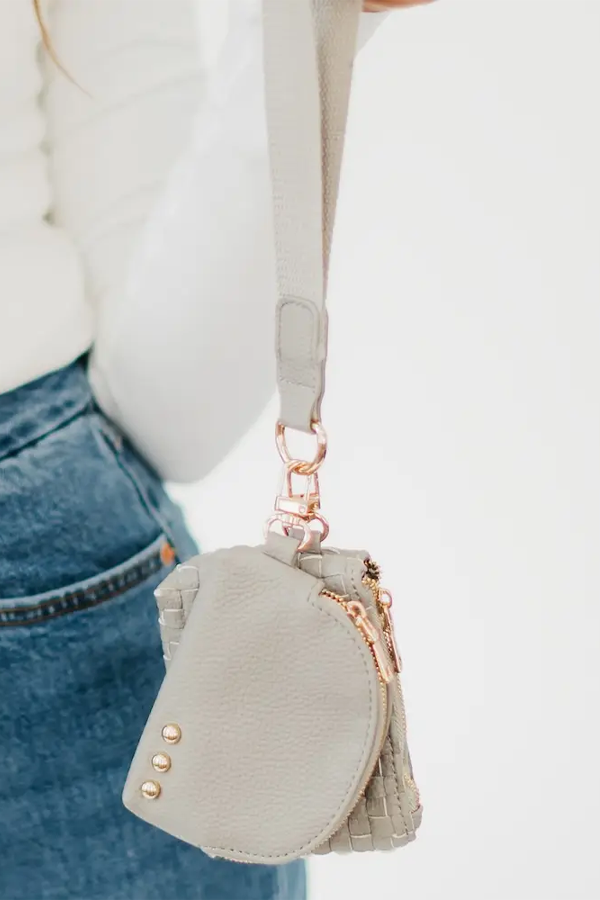 Wonderlust Woven Dual Pouch Wristlet | Gray - Visual Media Number 2 of 2