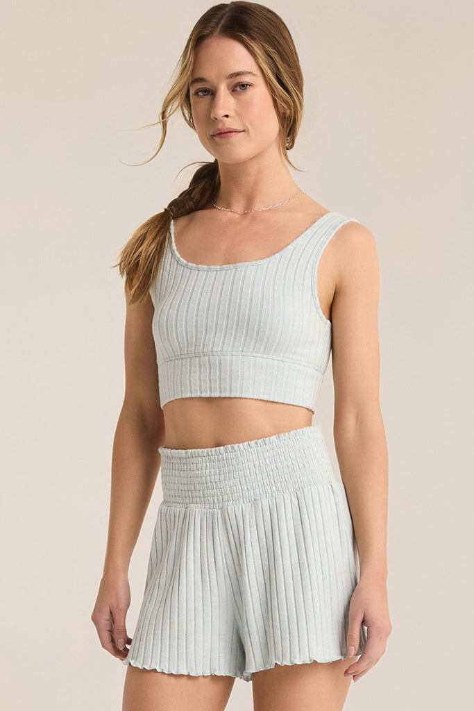 Zoe Rib Tank Bra | Snowflake Blue - Thumbnail Image Number 1 of 2