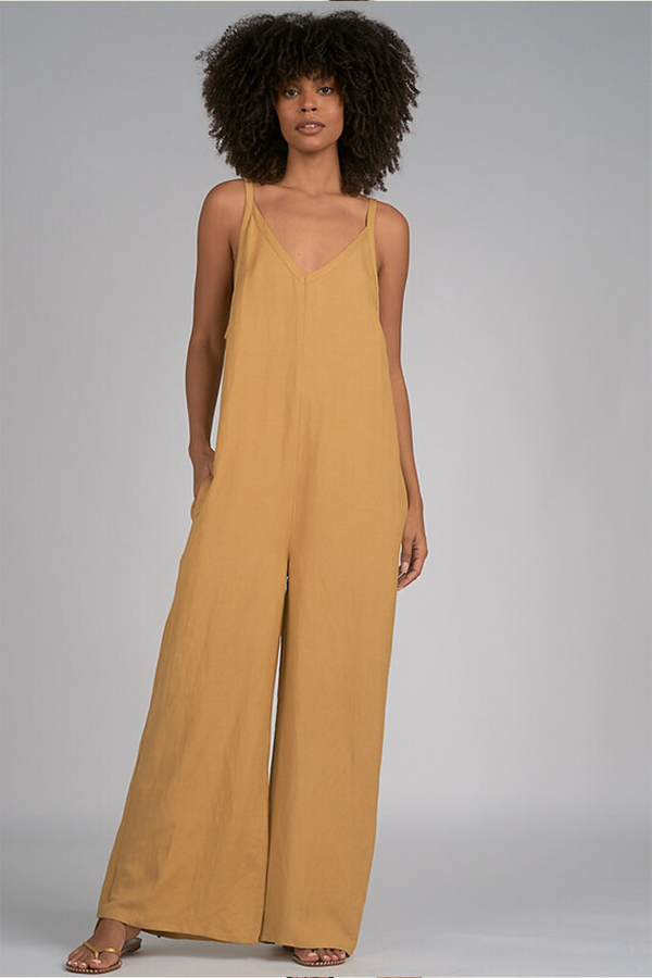 Mustard cheap linen jumpsuit