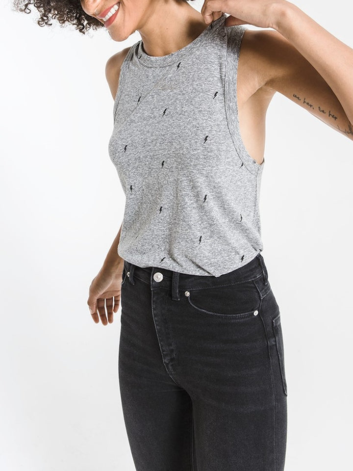 Lightning Bolt Racer Tank | Heather Grey - Thumbnail Image Number 3 of 3
