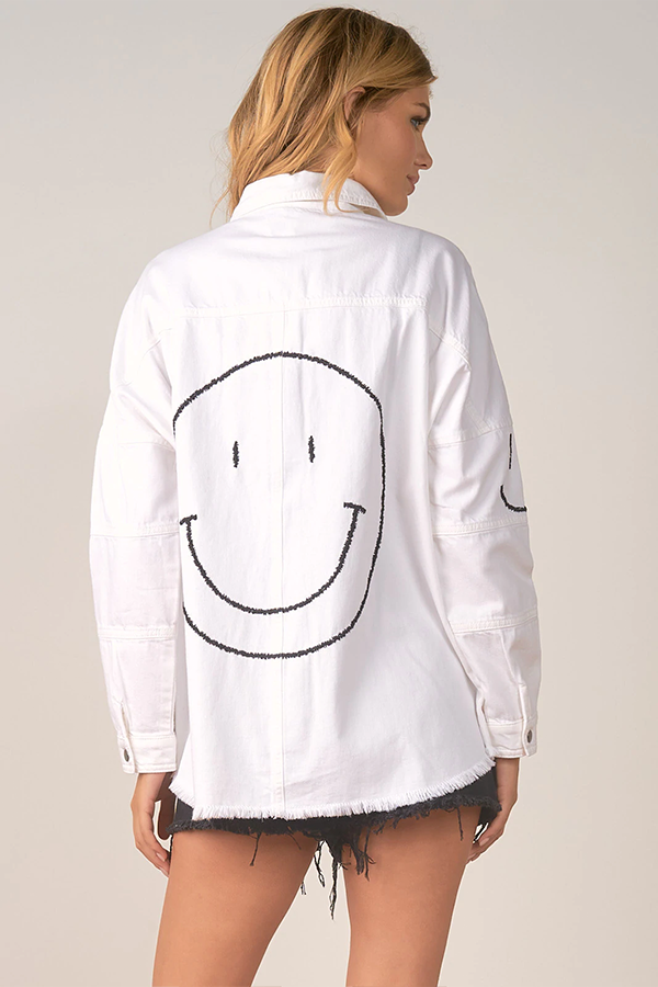 Dolly Smiley Face Jacket | White - Thumbnail Image Number 2 of 2