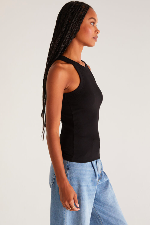 Lilly Rib Tank | Black - Thumbnail Image Number 3 of 4