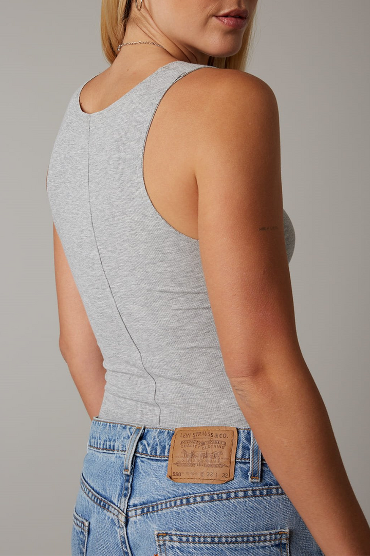 Scoop Neck Racer Tank | Heather Grey - West of Camden - Thumbnail Image Number 2 of 2