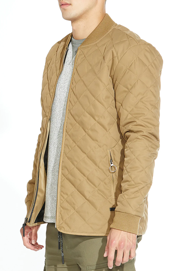 Syracuse Quilted Bomber Jacket | Khaki - Thumbnail Image Number 2 of 3