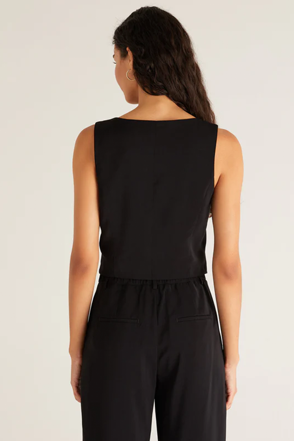 Eleanor Twill Vest | Black - Thumbnail Image Number 2 of 3