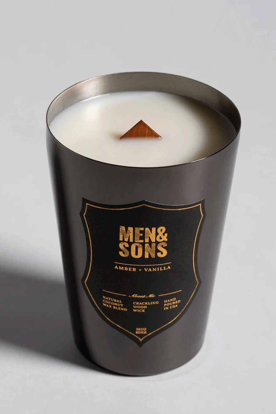 Amber + Vanilla Candle | Black Tin 16oz - Visual Media Number 1 of 1