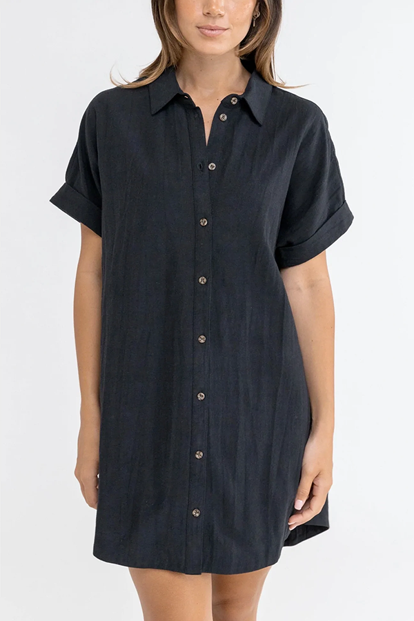 Classic Shirt Dress | Black - Main Image Number 1 of 2