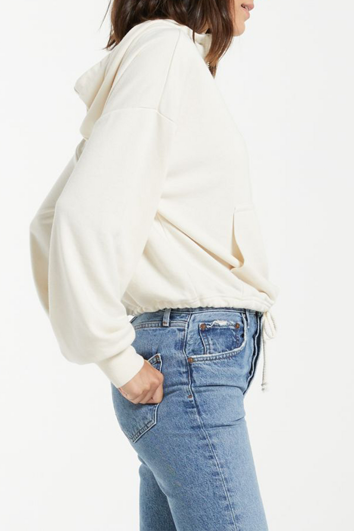 Ariel Loop Terry Hoodie | Bone - Thumbnail Image Number 2 of 3
