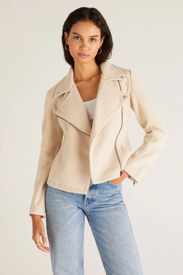 Brandy Moto Jacket | Ecru - Thumbnail Image Number 1 of 3