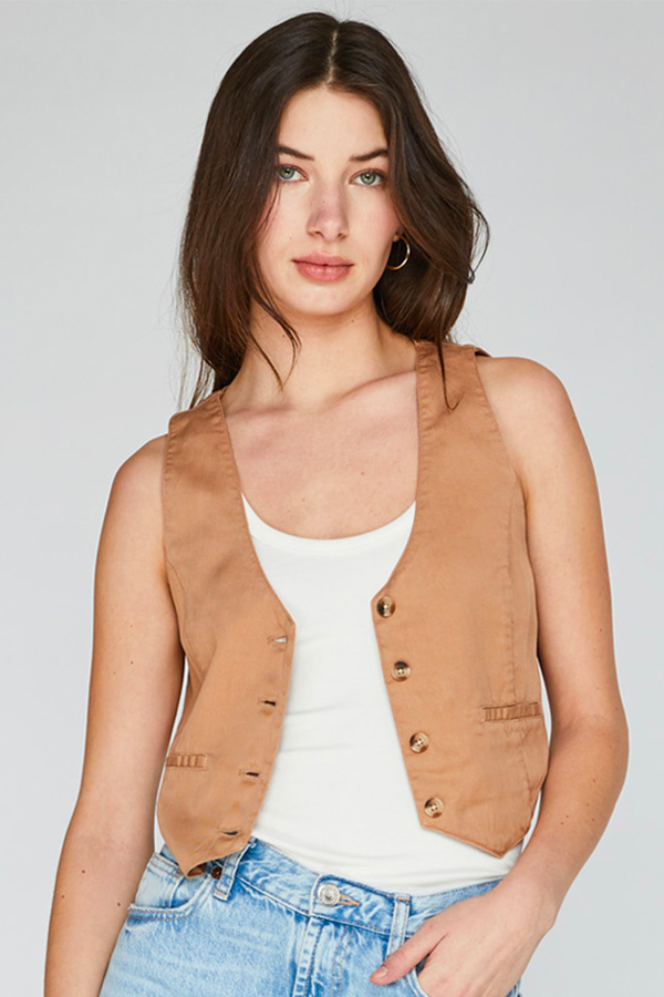 Carmen Twill Vest | Sand - Visual Media Number 1 of 1