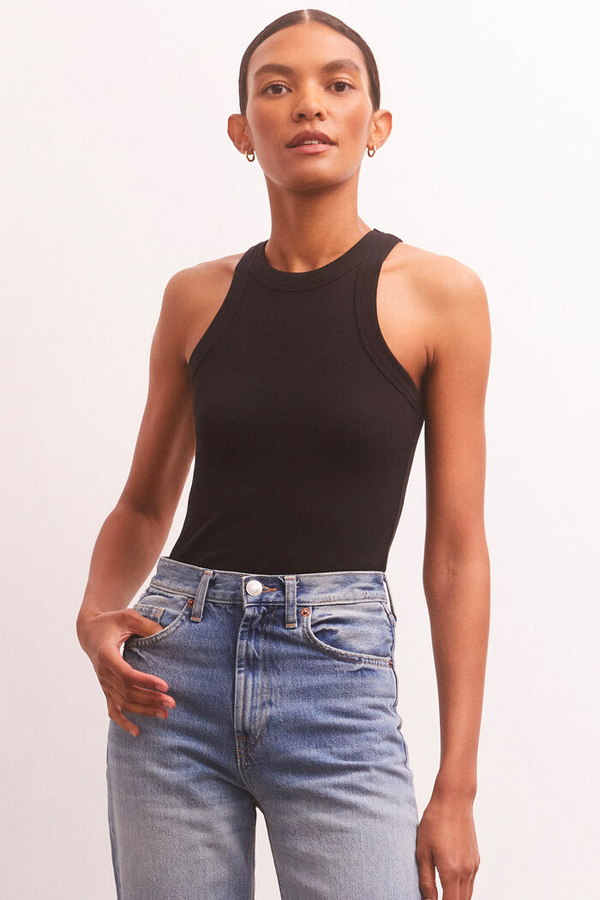Lilly Rib Tank | Black - Thumbnail Image Number 2 of 4