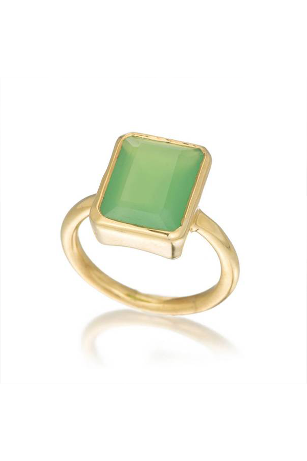 Large Emerald Cut Bezel Ring | Chalcedony - Visual Media Number 1 of 1