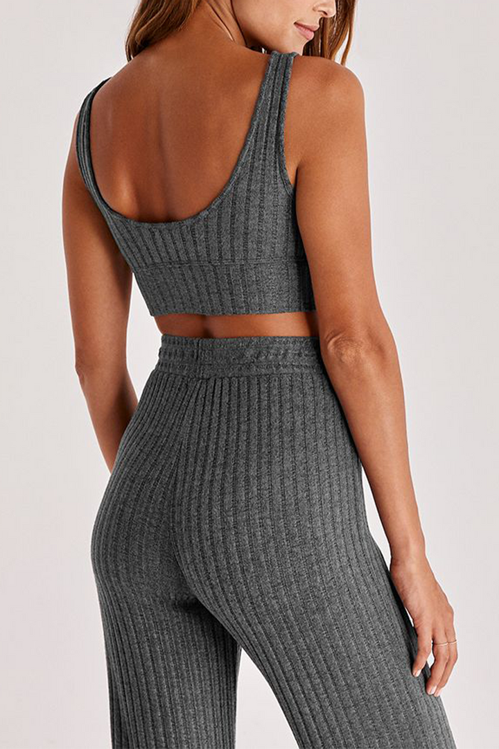 Zoe Rib Tank Bra | Heather Coal - Thumbnail Image Number 2 of 2