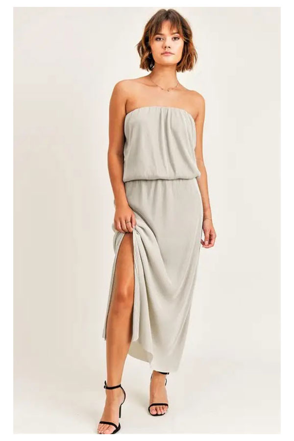 Willow Strapless Dress | Silver - Thumbnail Image Number 1 of 2
